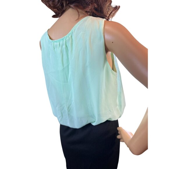 (5 for $25)Wet Seal Chiffon Top Colorblock Dress in Mint/Black Size Medium  NWT - Picture 6 of 9
